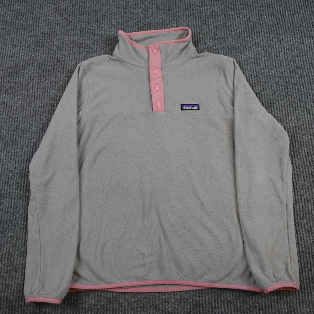 Patagonia Micro D Fleece Snap Jacket Womens Medium Gray Snap Pullover 26020